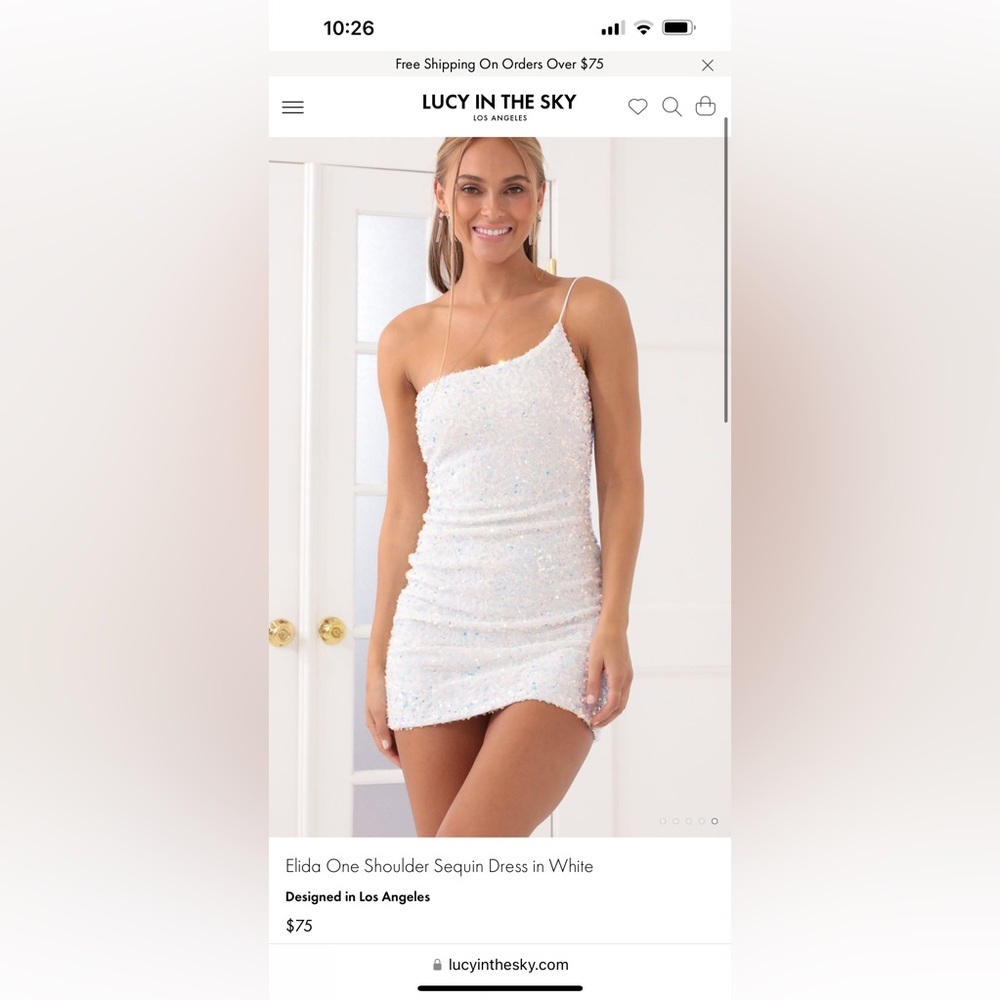 Lucy in the Sky one shoulder white sequin dress